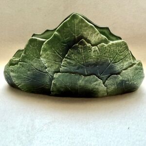 RARE Vintage Vietri Foglia Fresca Majolica Italian Green Leaves Napkin Holder